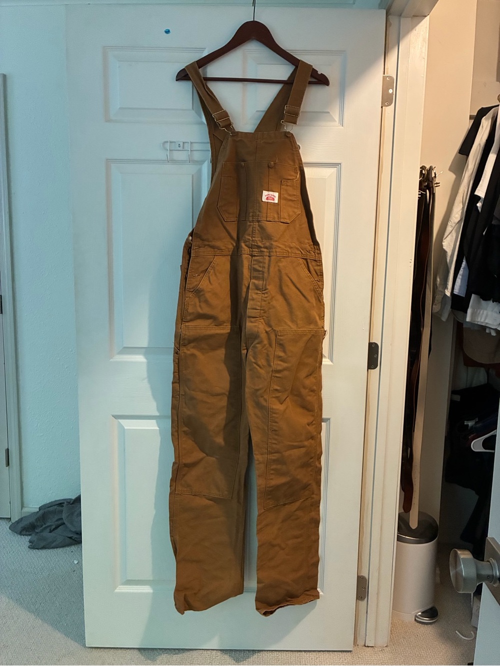 Men's Heavy-Duty Brown Canvas Bib Overalls